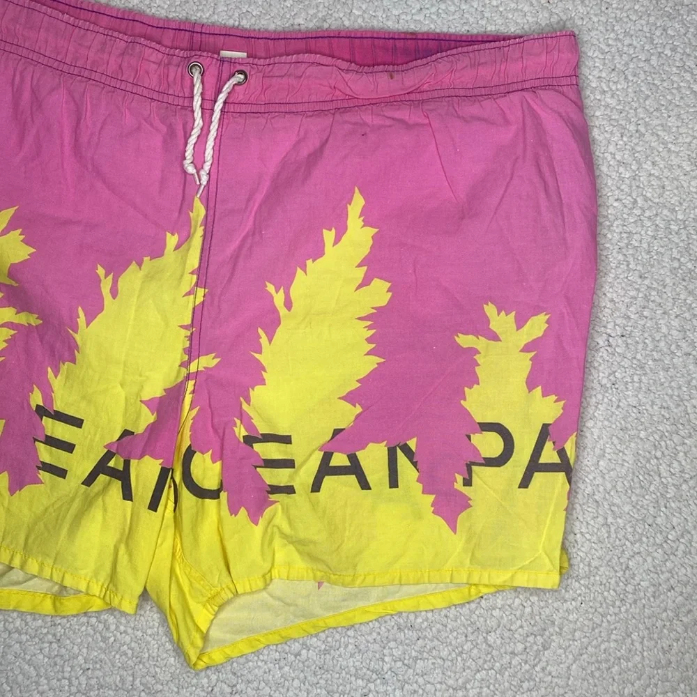 Vintage Ocean Pacific OP Colorful AOP Swim Trunks: Size Extra Large